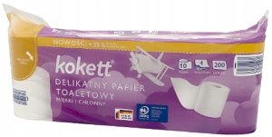 Kokett Premium Papier toaletowy Delikatny 4 warstwy 200 Listków 10 rolek